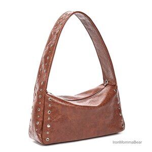 Studded Shoulder Bag Y2K Vegan Leather Small Handbag Crossbody Versatile